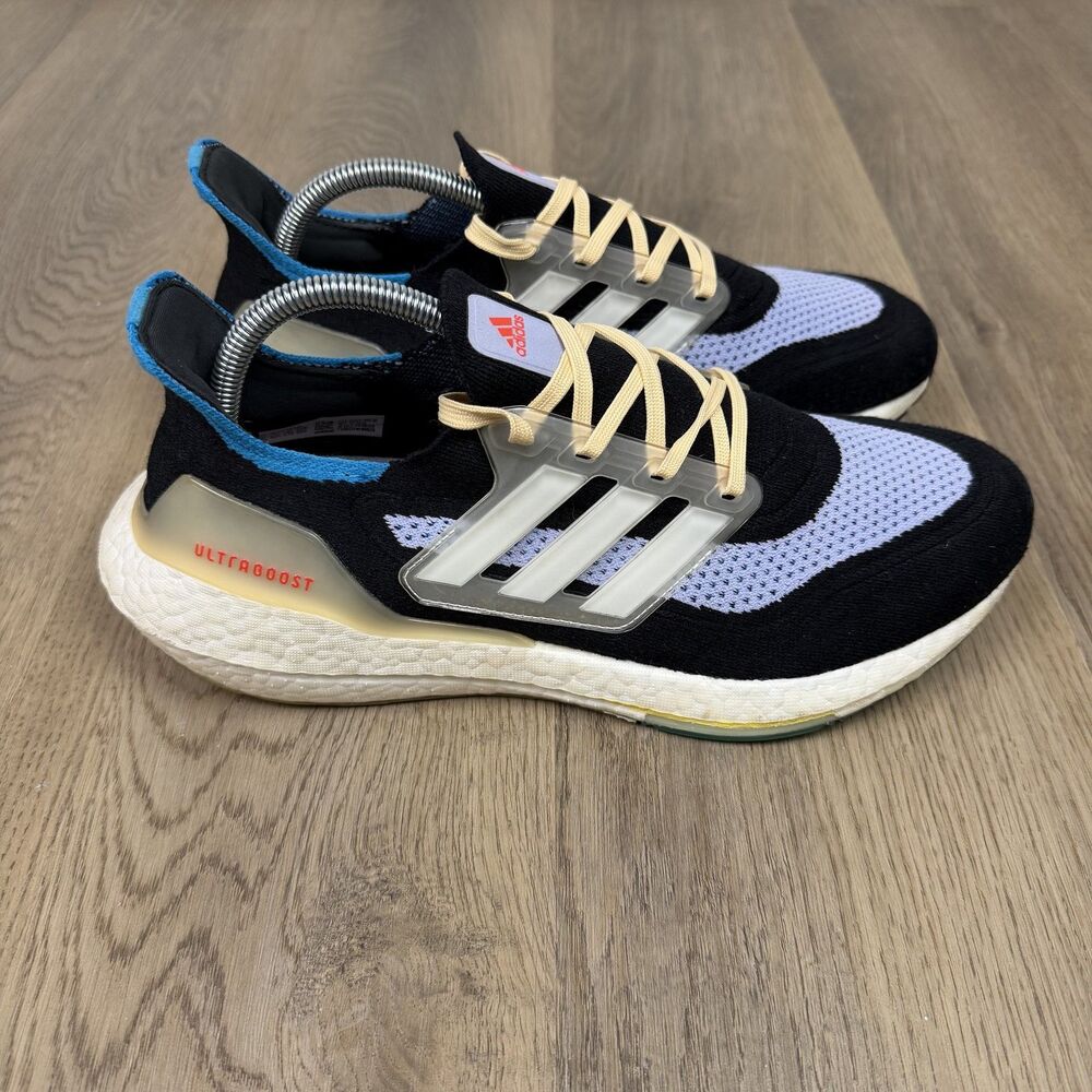 Adidas Ultraboost 21 Primeblue Shoes Womens Size 10 Black Knit Running Cushioned